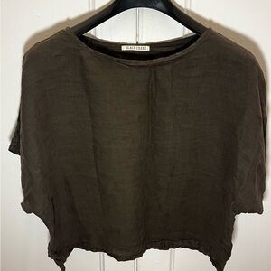 Black Crane Linen Top